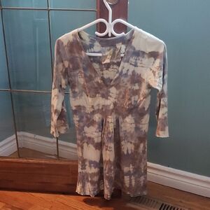 Green Dragon Tie-Dye Long Sleeve Top - Purple and Cream